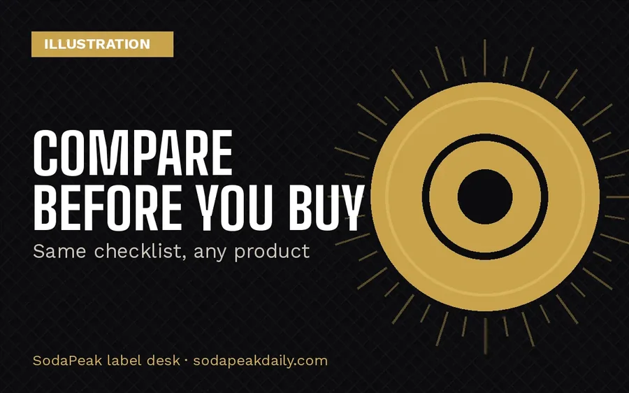 Brand title card reading Compare before you buy, same checklist for any product