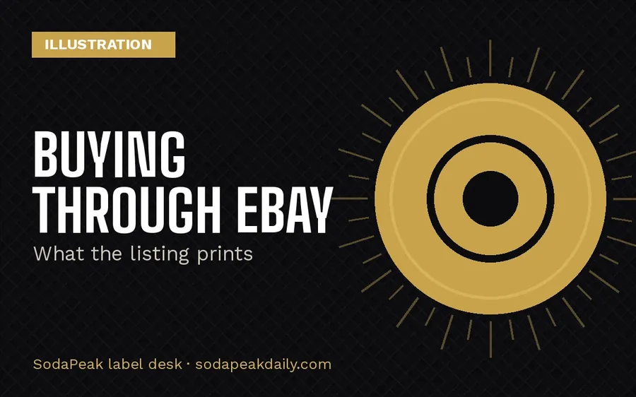 Brand title card reading Buying through eBay, what the listing prints