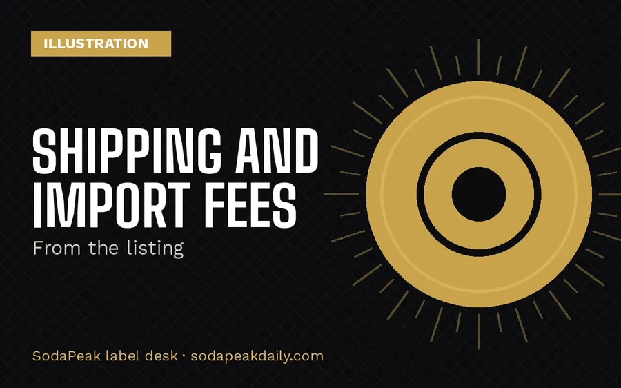 Brand title card reading Shipping and import fees, from the listing
