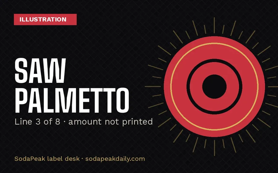 Illustration card for Saw palmetto, line 3 of 8 of the SodaPeak blend