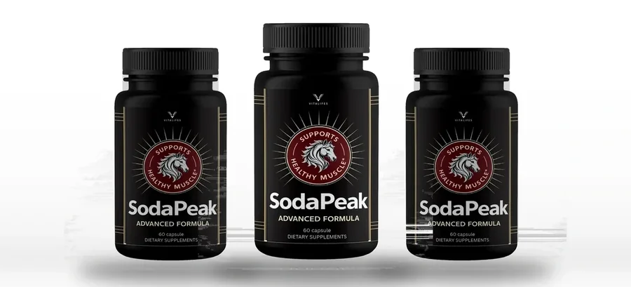 3 black SodaPeak capsule bottles, 60 capsules each