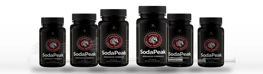 6 black SodaPeak capsule bottles, 60 capsules each